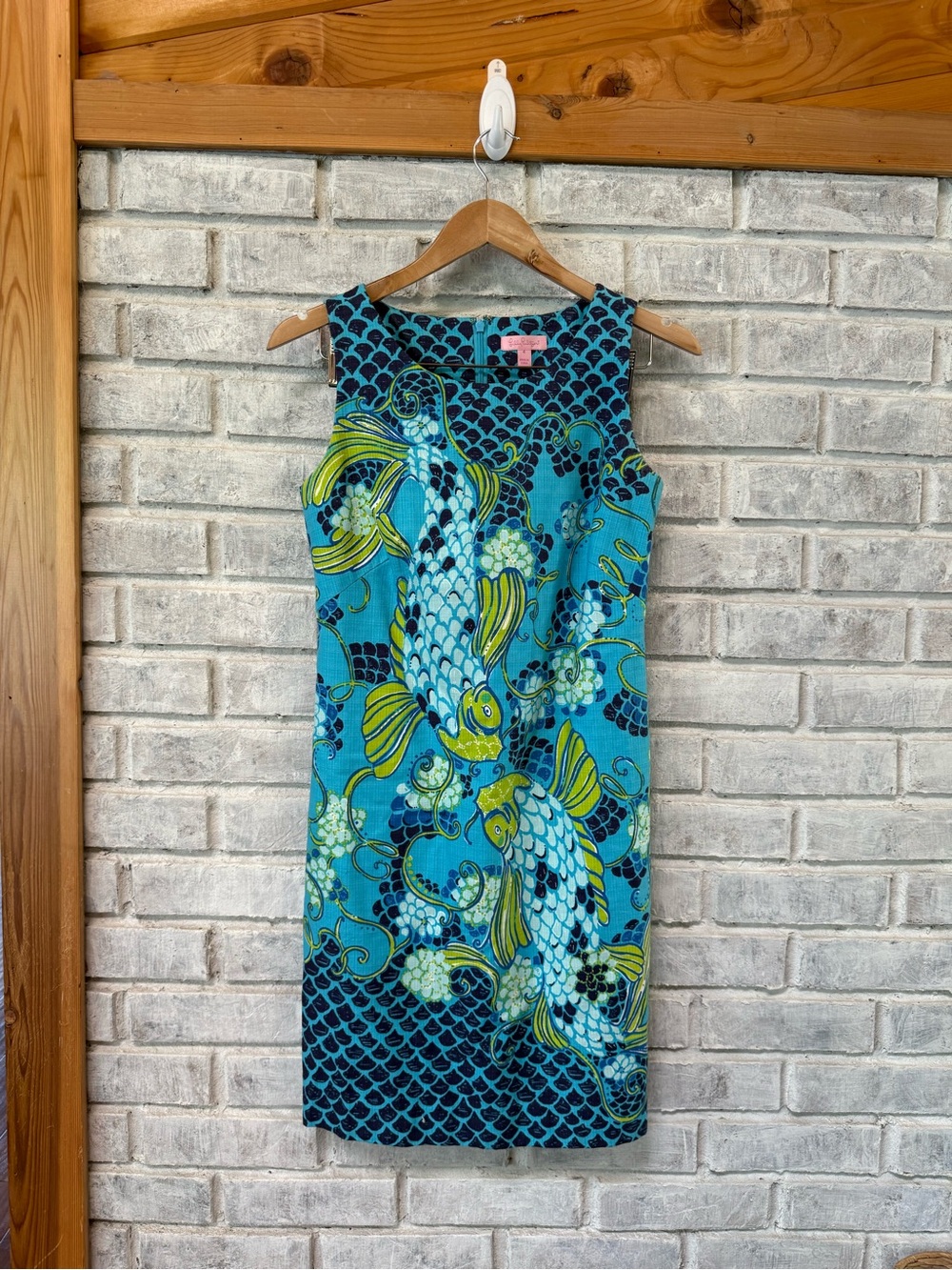 Lilly Pulitzer Turquoise & Lime Koi-Print Sleeveless Sheath Dress
